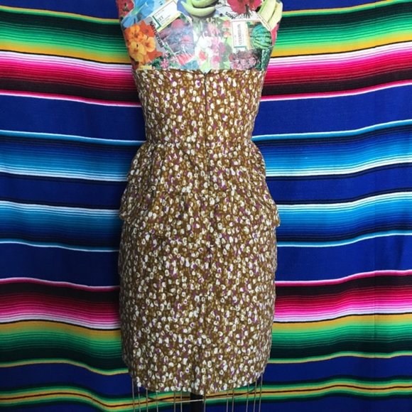 J Crew Tiered Ruffle Strapless Dress Peplum Floral - Picture 4 of 7